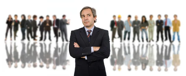 Volwassen zakenman met een aantal in de rug — Stockfoto