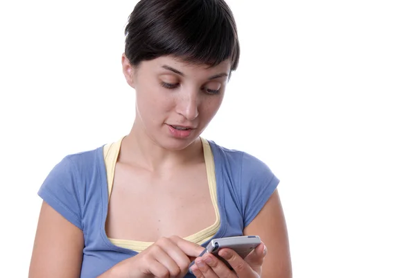 Schöne Frau mit einem PDA — Stockfoto