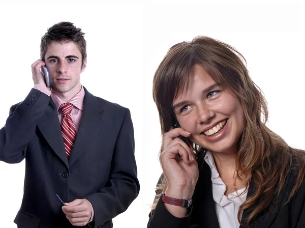 Pareja joven en el teléfono — Foto de Stock