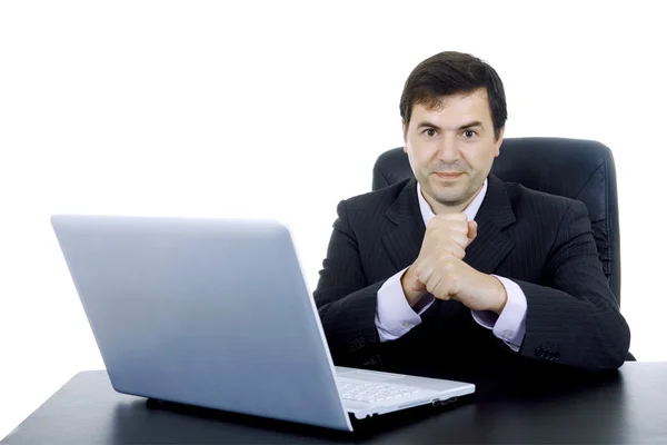 Young business man working with laptop — Stock Photo, Image