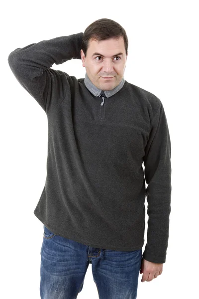 Pensive young casual man portrait — Stock Photo, Image