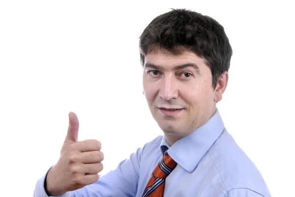 Thumb Young business man showing thumb up — Stock Photo, Image