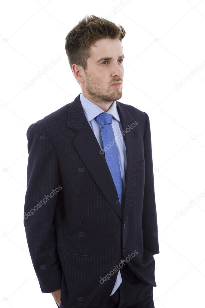 Young business man portrait isolated on white