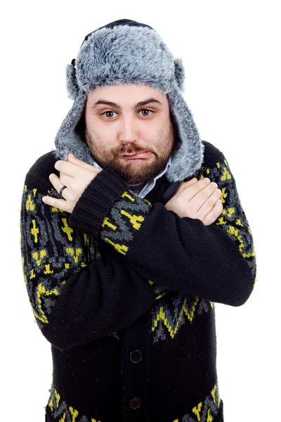 Retrato de hombre casual joven con un sombrero ruso —  Fotos de Stock