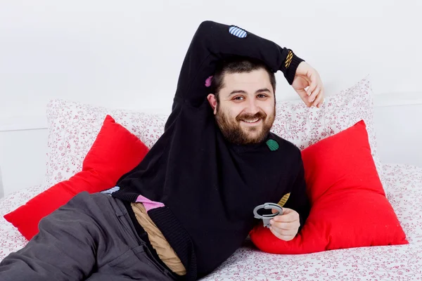 Man in bed — Stock Photo, Image