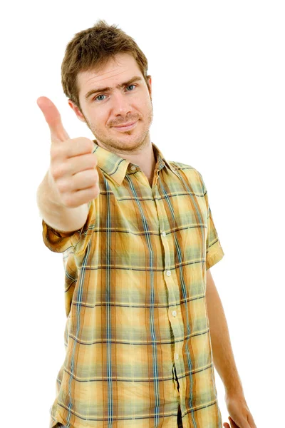 Young casual man going thumb up Stock Picture