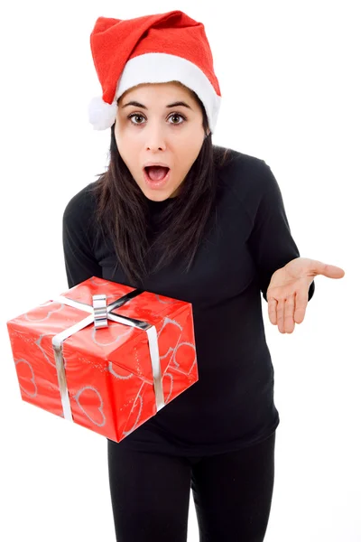 Beautiful young girl holding a christmas gift Stock Image