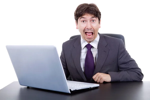 Young business man working with is laptop — Stock Photo, Image