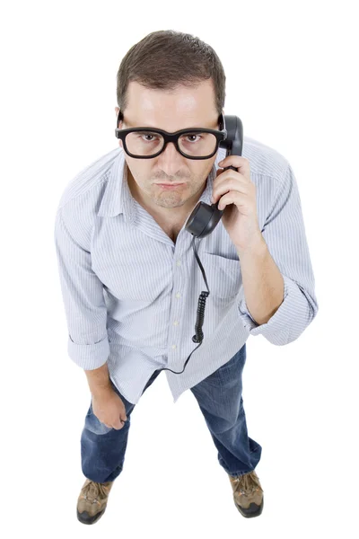 Homme stupide au téléphone — Photo