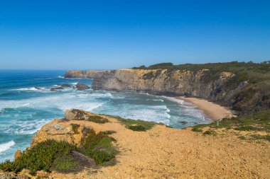 Atlantik sahili manzarası, Aljezur, Algarve West, Costa Vicentina, Portekiz.