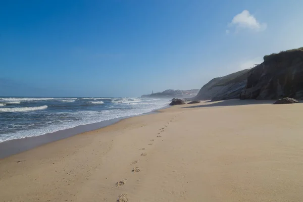 Beautiful Empty Beach Sao Martinho Porto Portugal — Stock Photo, Image