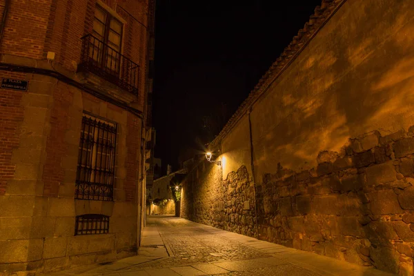 Avila Street Night Castiglia Leon Spagna — Foto Stock