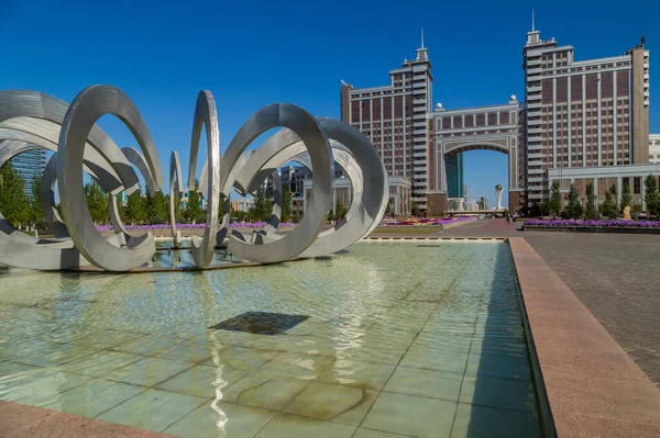 Nur Sultan Kazajstán Nuevo Distrito Negocios Con Tráfico Por Carretera —  Fotos de Stock