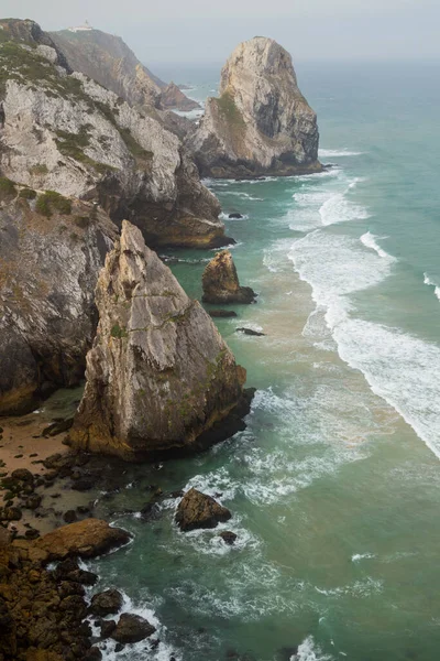 Scogliere Sulla Riva Dell Oceano Atlantico Cabo Roca Capo Roca — Foto Stock