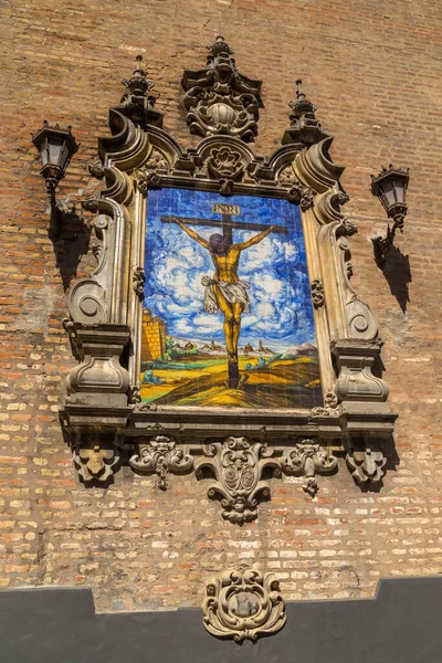 Azulejo Showing Jesus Cross External Wall Church Annunciation Iglesia Anunciacion — 图库照片