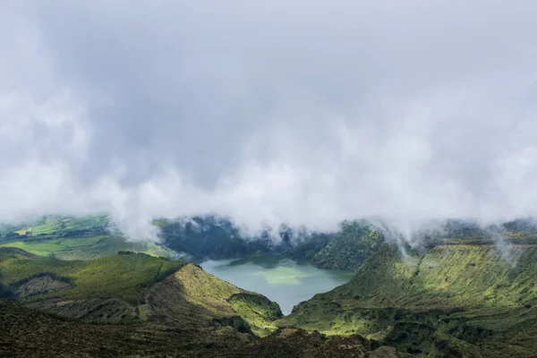 Tiefsee Auf Der Insel Flores Azoren Archipel Portugal Grüne Lagune — Stockfoto
