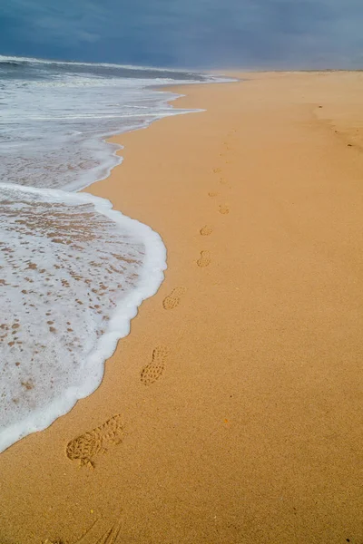 Piękna Pusta Plaża Pobliżu Figueira Foz Portugalia — Zdjęcie stockowe