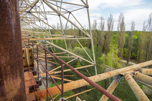 Były Wojskowy System Radarowy Duga Strefie Wykluczenia Czarnobylu Ukraina — Zdjęcie stockowe