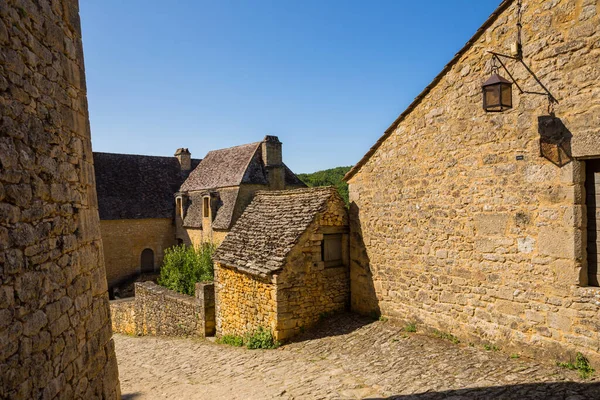 Středověké Město Beynac Tyčící Vápencovém Útesu Nad Řekou Dordogne Francie — Stock fotografie