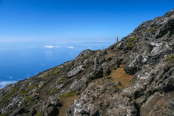 Paysage Panoramique Depuis Sommet Volcan Pico Randonnée Aux Azores Île — Photo