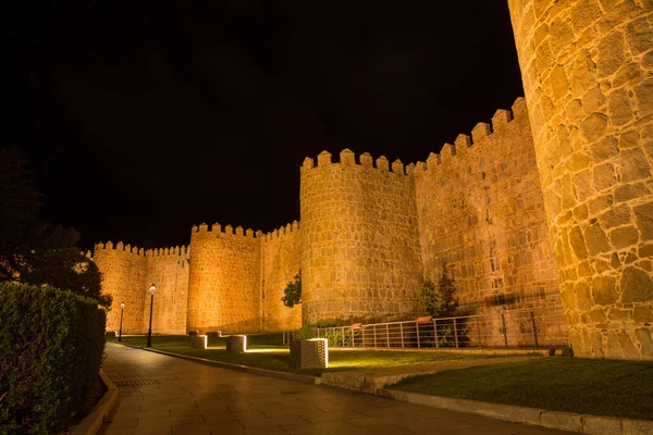 Avila Mauern Der Nacht Kastilien Und León Spanien — Stockfoto