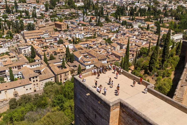 Grenade Espagne Vue Sur Tour Alcazaba Dans Palais Alhambra Grenade — Photo