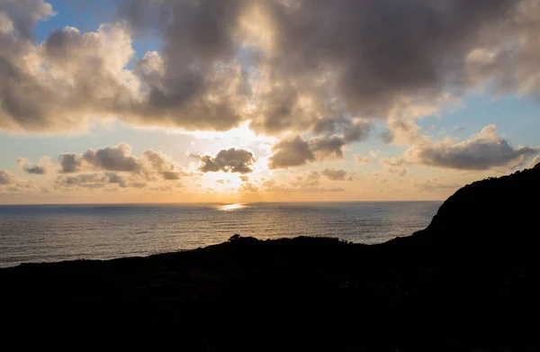 Beau Coucher Soleil Santa Cruz Das Flores Flores Island Açores — Photo