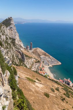 Cebelitarık Kayası manzaralı, Cebelitarık, Akdeniz. İngiltere, İspanya