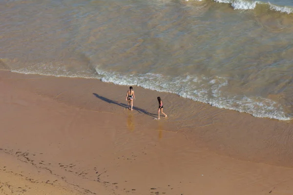 Albufeira Portugal Emberek Híres Strand Praia Felesia Albufeira Strand Része — Stock Fotó