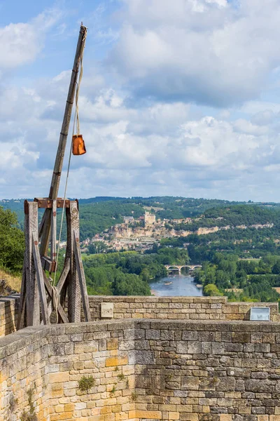 Kilátás Középkori Vár Castelnaud Kastély Chateau Castelnaud Dordogne Völgyben Perigord — Stock Fotó