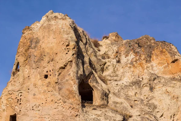 Vista Casa Tallada Cueva Ruinas Una Antigua Casa Cueva Históricas —  Fotos de Stock