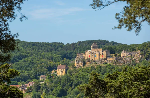 Vista Sulla Fortezza Medievale Castello Castelnaud Chateau Castelnaud Nella Valle — Foto Stock