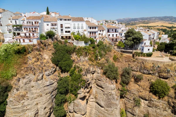 Uma Vista Cidade Velha Ronda Sobre Desfiladeiro Tajo Ronda Espanha — Fotografia de Stock