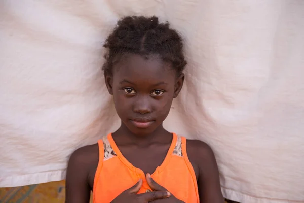Retrato Jovem Menina Africana Bissau Guiné Bissau — Fotografia de Stock
