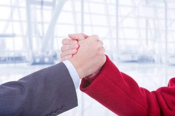 Connected Hands Woman Man Office — Stock Photo, Image