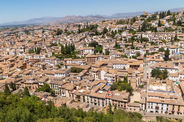 Pohled Město Vrcholu Arms Tower Paláci Alhambra Místo Světového Dědictví — Stock fotografie