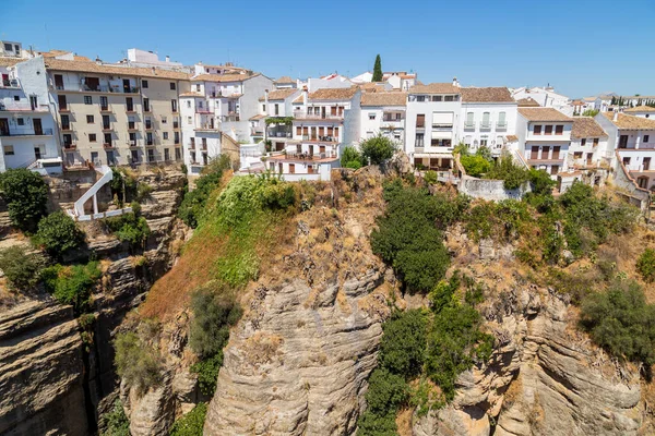 Uma Vista Cidade Velha Ronda Sobre Desfiladeiro Tajo Ronda Espanha — Fotografia de Stock