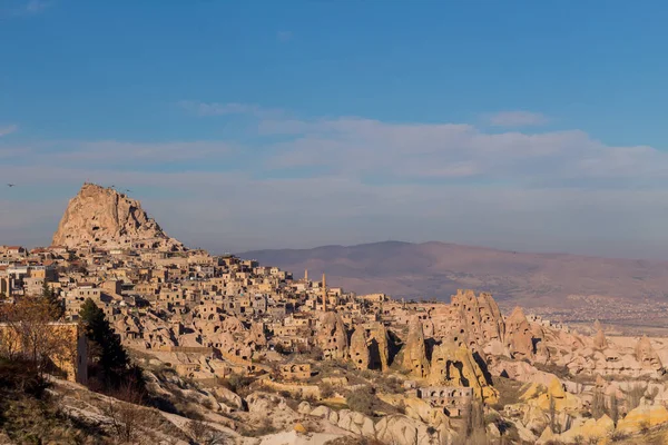 Geweldige Rotsen Zelve Nachts Cappadocië Aarde Piramides Een Goreme Turkije — Stockfoto