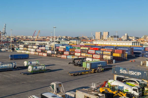 Leixes Portugal January 2022 Container Ship Port Leixos Oporto ポルトガル北部で最も重要な港 — ストック写真