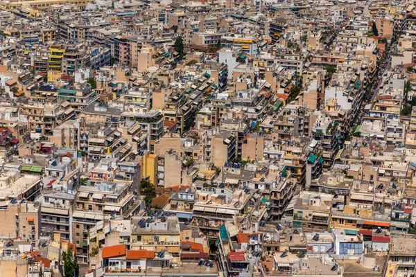 Hustý Život Architektura Aténách Řecko Rezidenční Čtvrť Spoustou Domů Nemovitostí — Stock fotografie