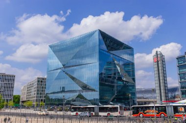 Berlin, Germany - May 05, 2022: View of the modern and architectural Cube Berlin office building at Berlin Central Station