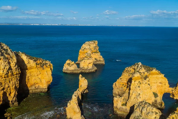 Ponta Piedade Falaises Près Lagos Portugal Beau Paysage Marin Avec — Photo