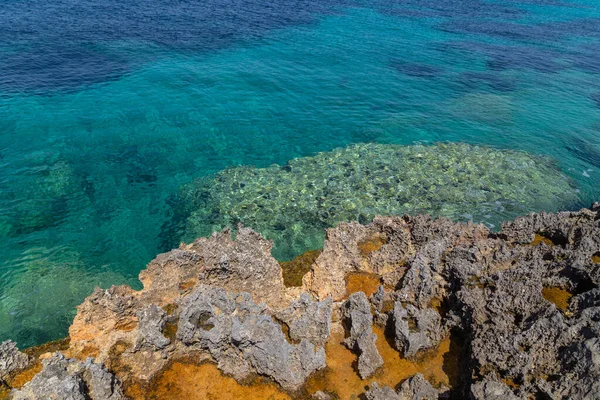 Coast Aegina Island Clear Blue Waters Mediterranean Sea Saronic Gulf — Stock Photo, Image
