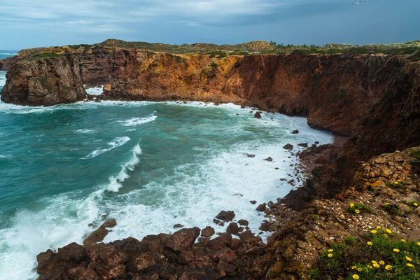 Acantilados Costa Oeste Del Algarve Cerca Sagres Portugal —  Fotos de Stock