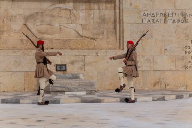 Atina 'da başkanlık merasimi muhafızları. Yunanistan