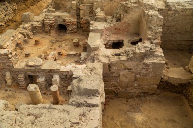 Athens, Greece. View of the Roman baths archaeological site in the city center. Athens, Greece. 