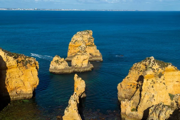 Ponta Piedade Klippor Nära Lagos Portugal Vacker Havsutsikt Med Naturliga — Stockfoto