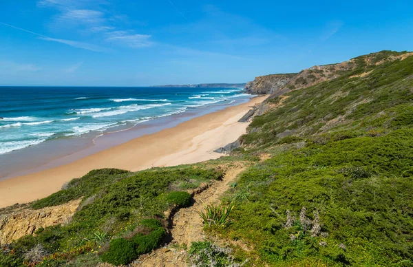 Όμορφη Άδεια Παραλία Στο Algarve Δυτική Ακτή Πορτογαλία — Φωτογραφία Αρχείου