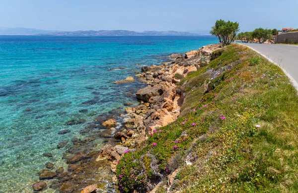 Coast Aegina Island Clear Blue Waters Mediterranean Sea Saronic Gulf — Stock Photo, Image