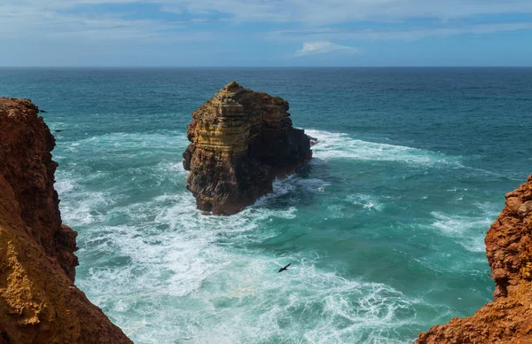 Útesy Západním Pobřeží Algarve Poblíž Sagres Portugalsko — Stock fotografie